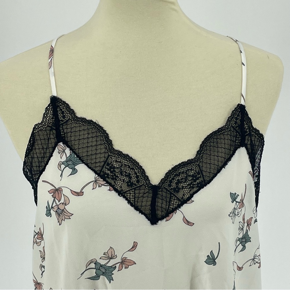 1. STATE NWT SUGAR PLUM FLORAL LACE TRIM CAMI TANK TOP MEDIUM WHITE BLACK - Picture 6 of 11